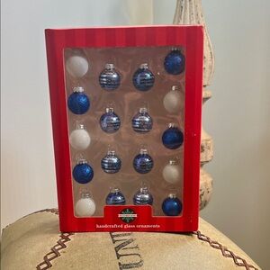 Blue and White Handcrafted Glass Ornaments